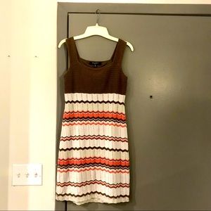 NINE WEST KNITTED MIDI DRESS BROWN STRIPE | Size S